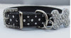 Dot Print Leather Collar With Rhinestones