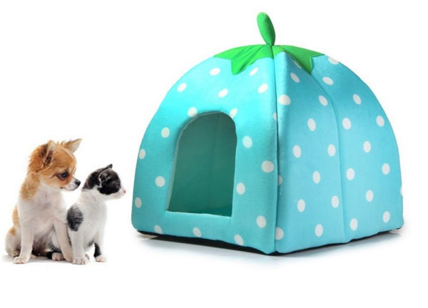 Soft Plush Sponge Strawberry Dog Bed