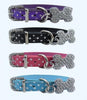 Dot Print Leather Collar With Rhinestones